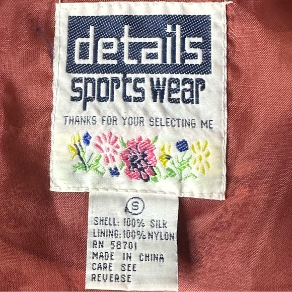 Details Sportswear Jacket S Paisley Floral Silk Vintage - Picture 8 of 8
